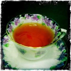 Lovely cup of earl grey tea in an heirloom cup and saucer